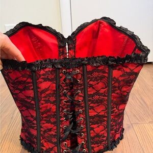 Red and Black Corset Top